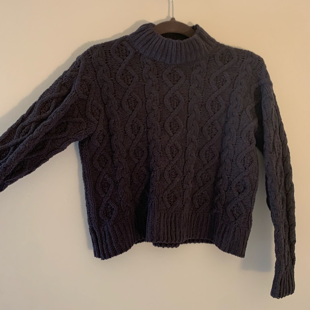 Cuz teddy mock neck sweater with knit designs